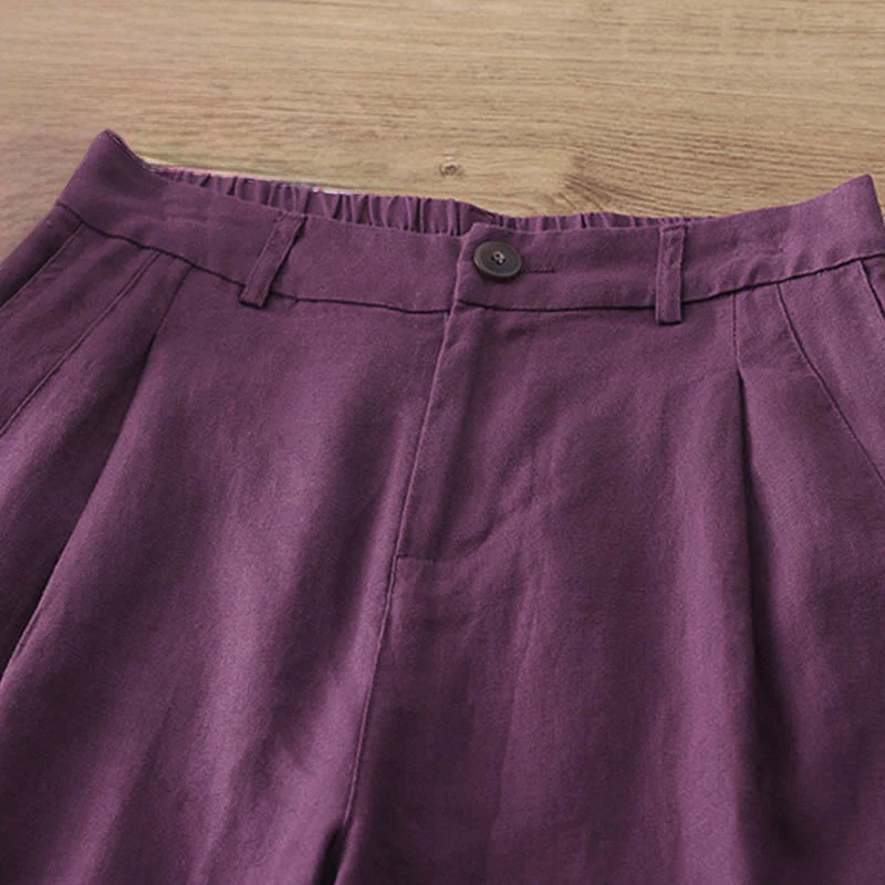 Pantaloni larghi in cotone con tasche e cerniera, tinta unita, da donna, modello Buddha Stones, per l'autunno e il pendolarismo - Image 34