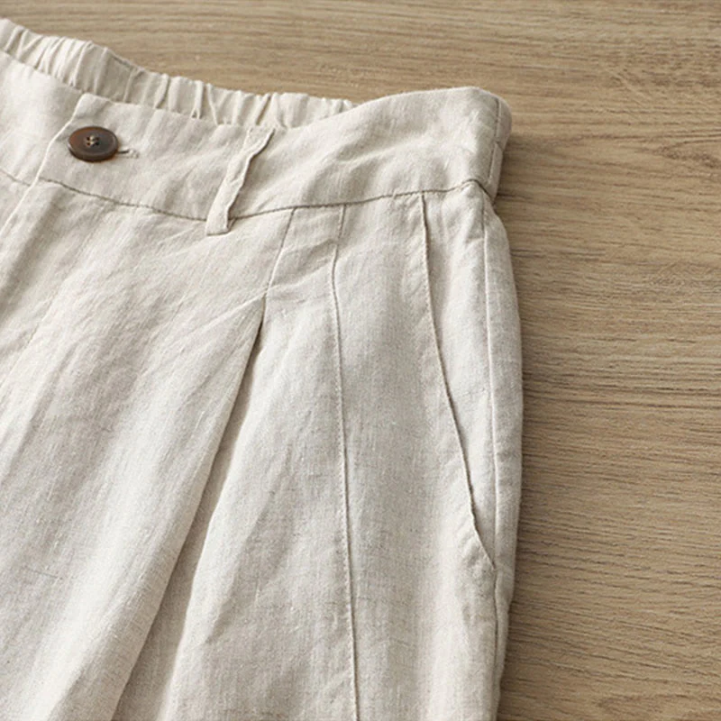 Pantaloni larghi in cotone con tasche e cerniera, tinta unita, da donna, modello Buddha Stones, per l'autunno e il pendolarismo - Image 38