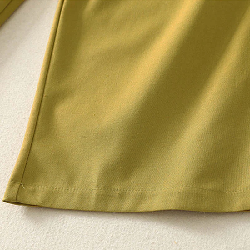 Pantaloni larghi in cotone con tasche e elastico in vita con ricamo Buddha Stones da donna - Image 16