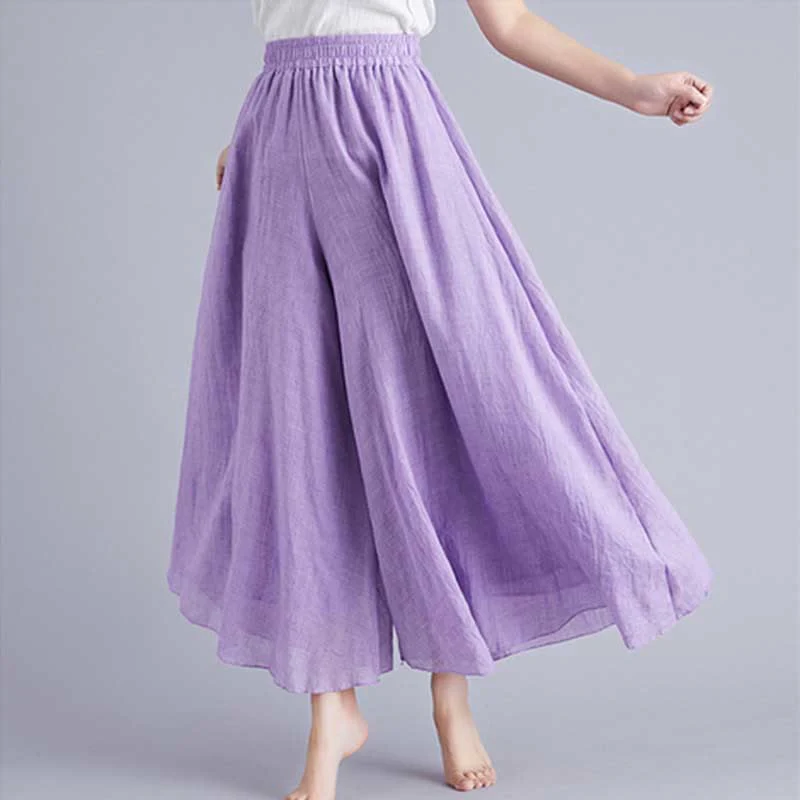Pantaloni larghi in cotone e lino casual da donna Buddha Stones per yoga e danza - Image 48