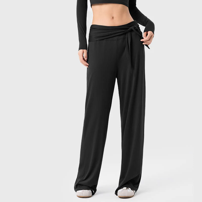 Pantaloni sportivi da donna a gamba larga, traspiranti, con lacci, casual, Buddha Stones