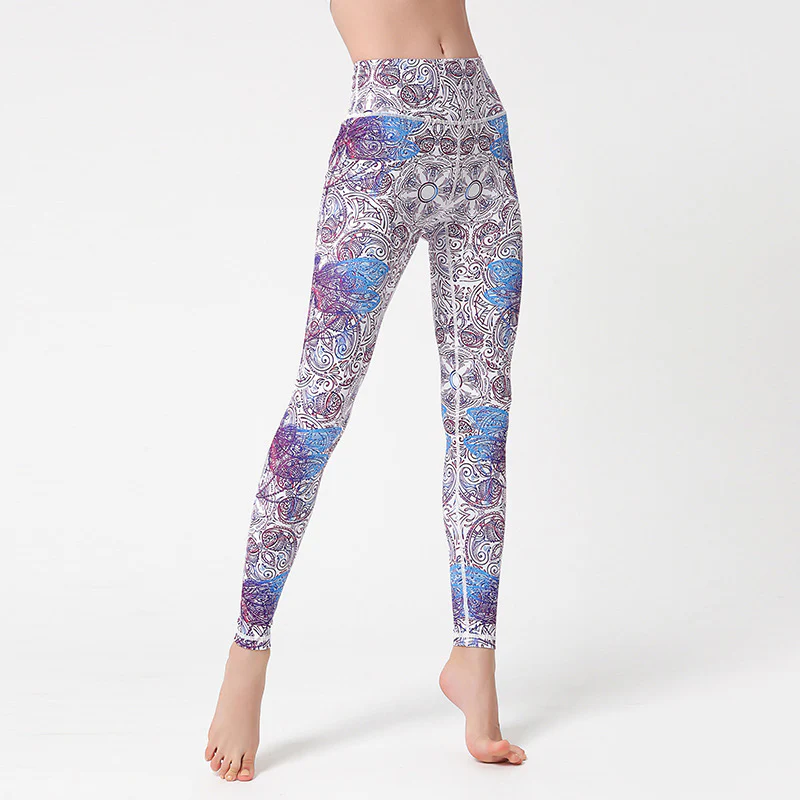 Pantaloni sportivi da yoga con stampa Buddha Stones Flowers Leaves Birds Fitness Leggings da yoga da donna