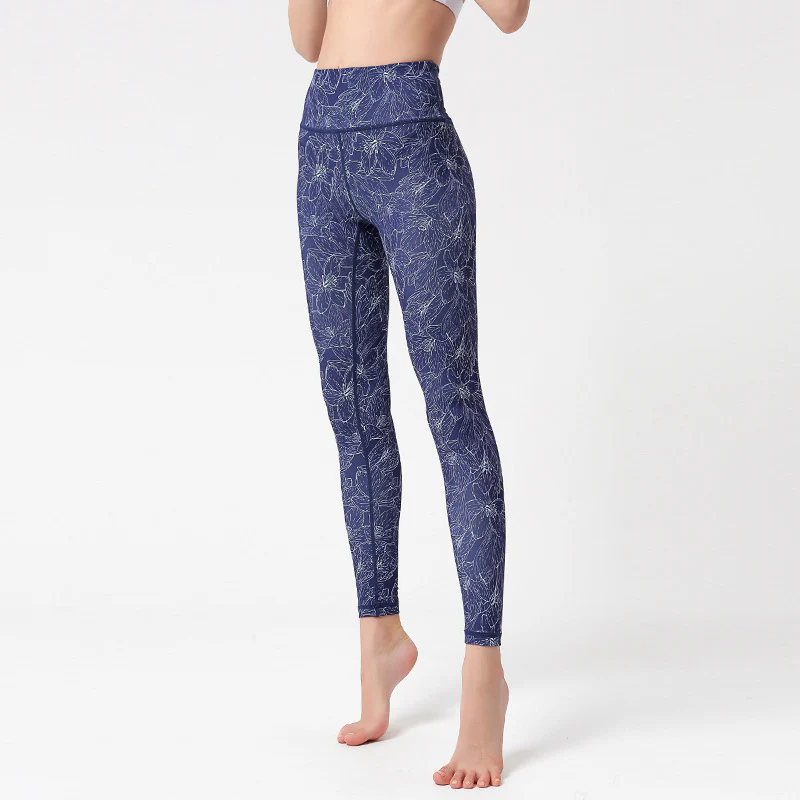 Pantaloni sportivi da yoga con stampa Buddha Stones Flowers Leaves Birds Fitness Leggings da yoga da donna - Image 16