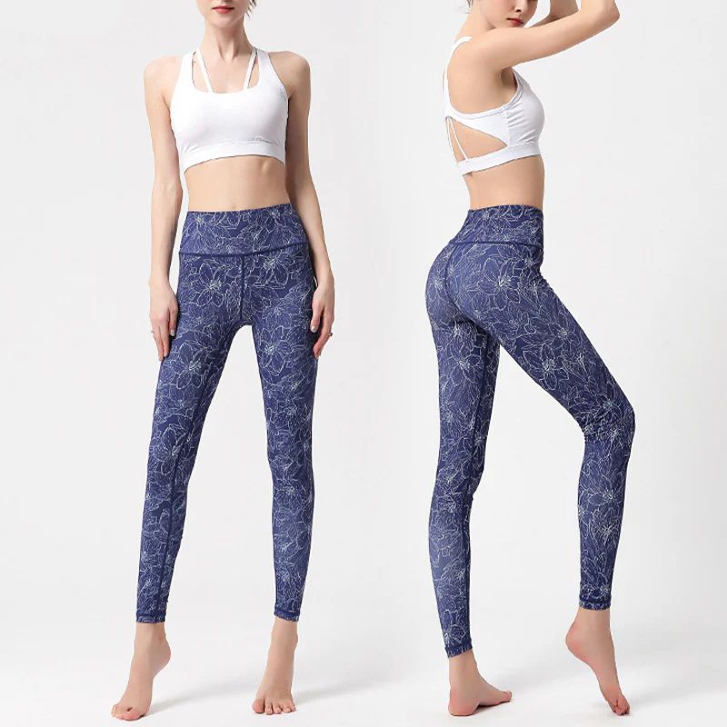 Pantaloni sportivi da yoga con stampa Buddha Stones Flowers Leaves Birds Fitness Leggings da yoga da donna - Image 17