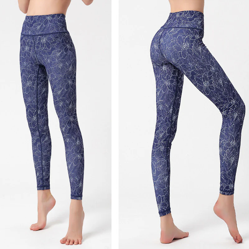 Pantaloni sportivi da yoga con stampa Buddha Stones Flowers Leaves Birds Fitness Leggings da yoga da donna - Image 18