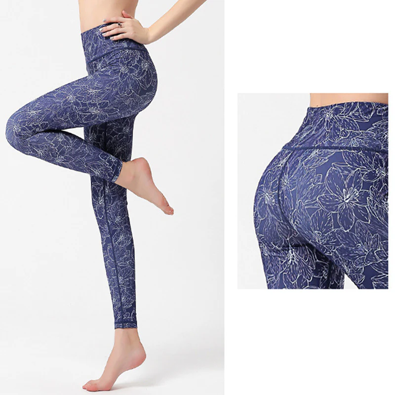 Pantaloni sportivi da yoga con stampa Buddha Stones Flowers Leaves Birds Fitness Leggings da yoga da donna - Image 19
