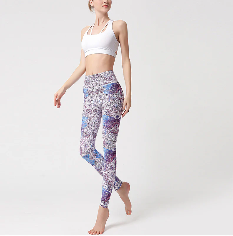 Pantaloni sportivi da yoga con stampa Buddha Stones Flowers Leaves Birds Fitness Leggings da yoga da donna - Image 3