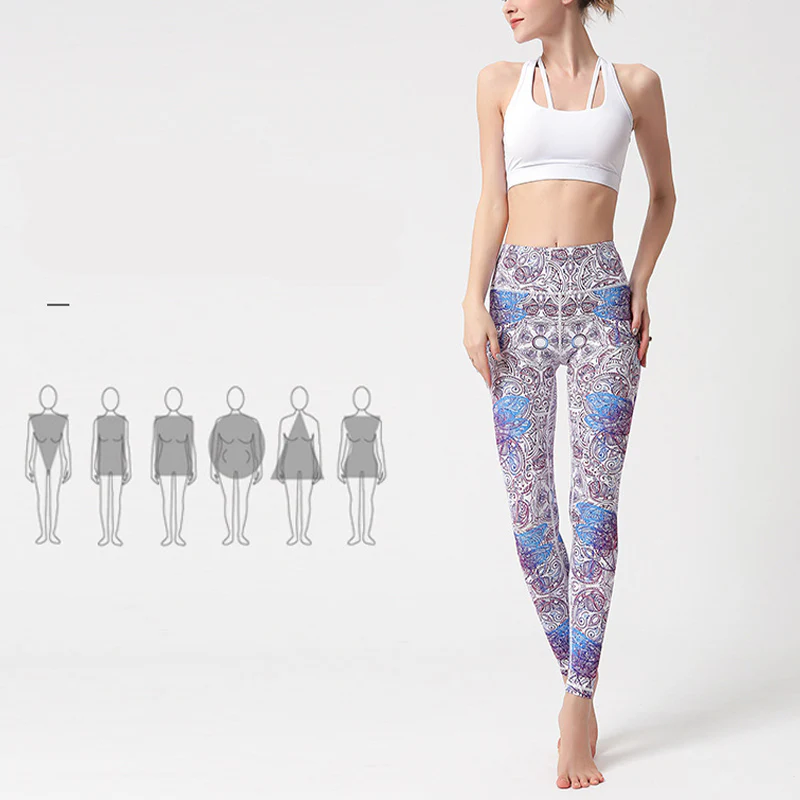 Pantaloni sportivi da yoga con stampa Buddha Stones Flowers Leaves Birds Fitness Leggings da yoga da donna - Image 5