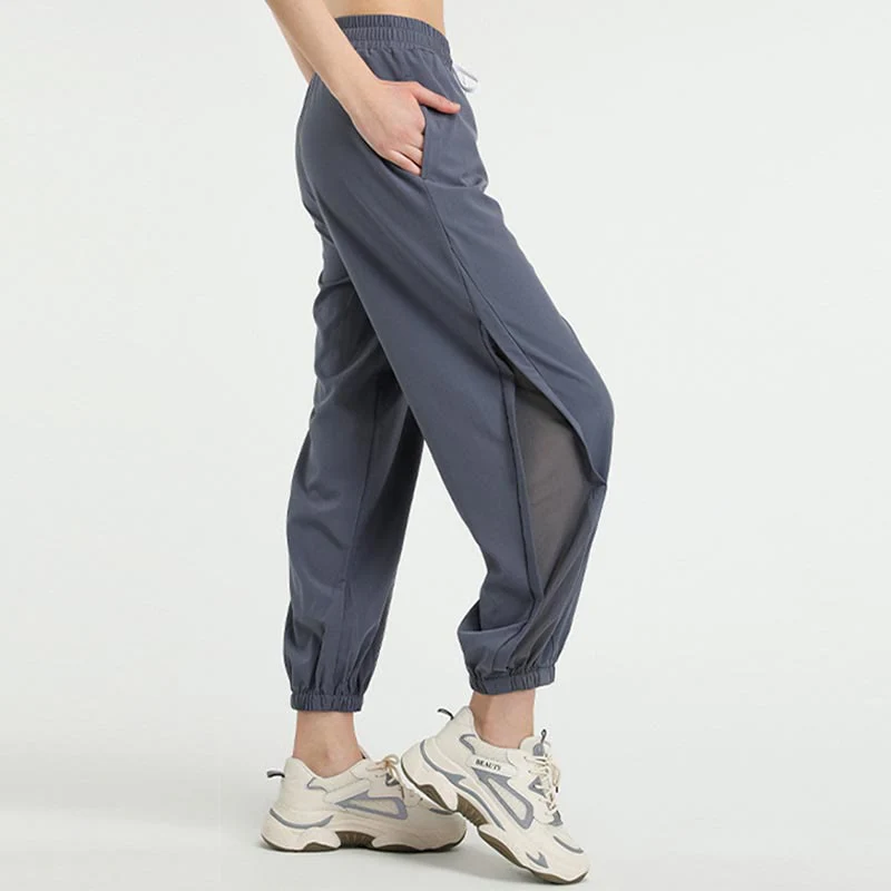 Pantaloni sportivi da yoga fitness larghi a vita alta con tasche Buddha Stones