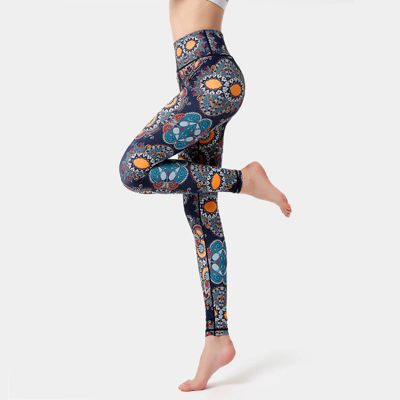 Pantaloni stampati Buddha Stones Flowers Leaves Birds Sport Fitness Yoga Danza Leggings Pantaloni yoga da donna