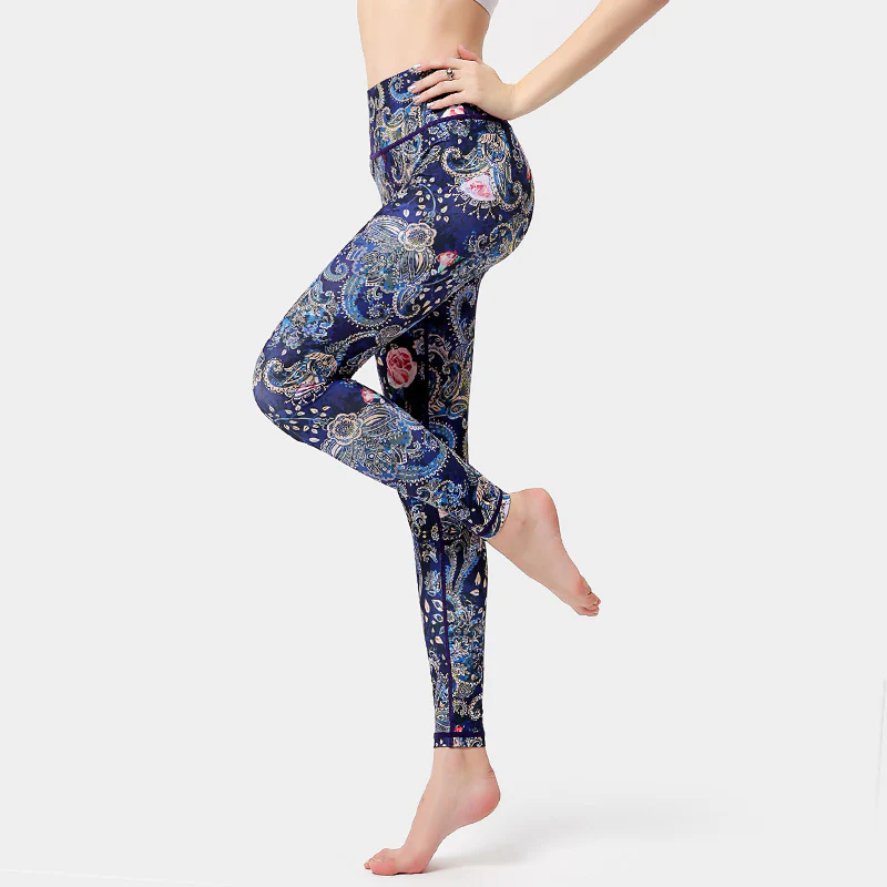Pantaloni stampati Buddha Stones Flowers Leaves Birds Sport Fitness Yoga Danza Leggings Pantaloni yoga da donna - Image 10