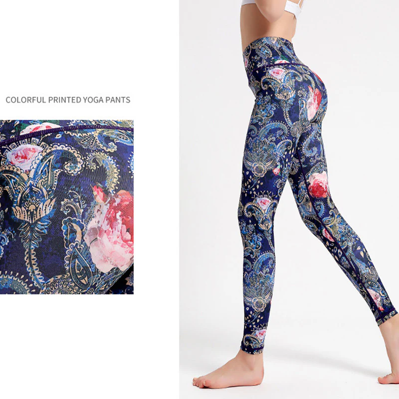 Pantaloni stampati Buddha Stones Flowers Leaves Birds Sport Fitness Yoga Danza Leggings Pantaloni yoga da donna - Image 13