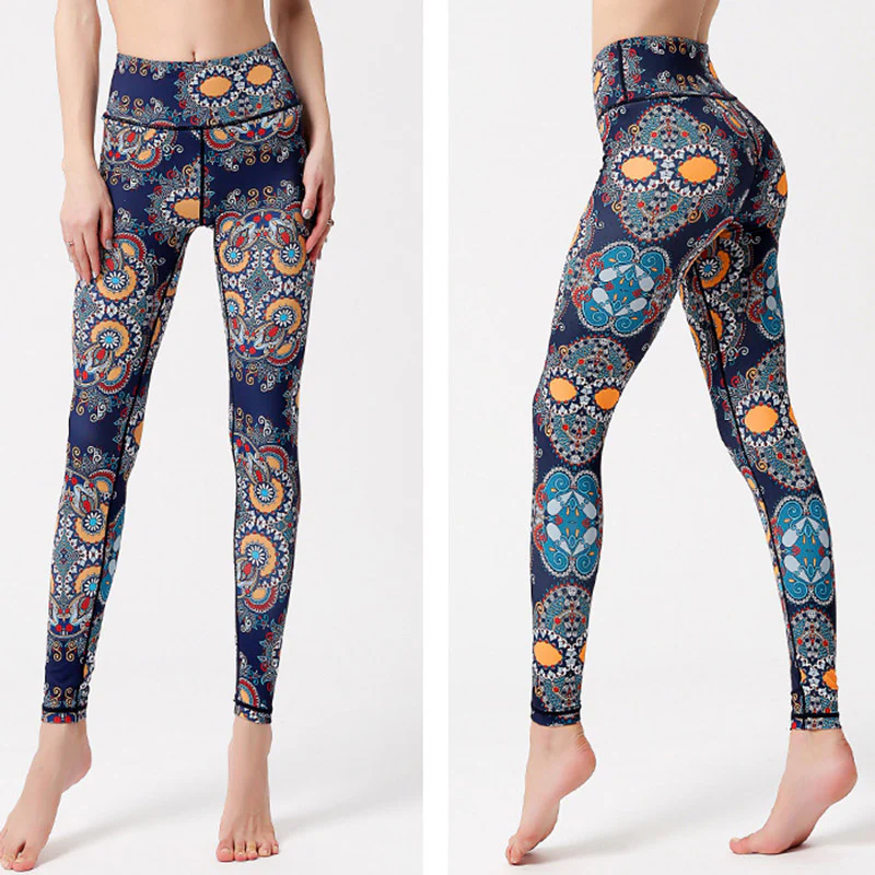 Pantaloni stampati Buddha Stones Flowers Leaves Birds Sport Fitness Yoga Danza Leggings Pantaloni yoga da donna - Image 2