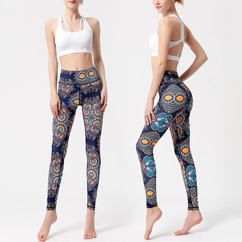 Pantaloni stampati Buddha Stones Flowers Leaves Birds Sport Fitness Yoga Danza Leggings Pantaloni yoga da donna - Image 3