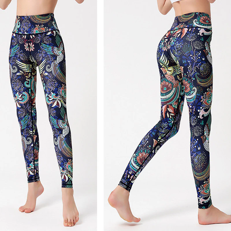 Pantaloni stampati Buddha Stones Flowers Leaves Birds Sport Fitness Yoga Danza Leggings Pantaloni yoga da donna - Image 7