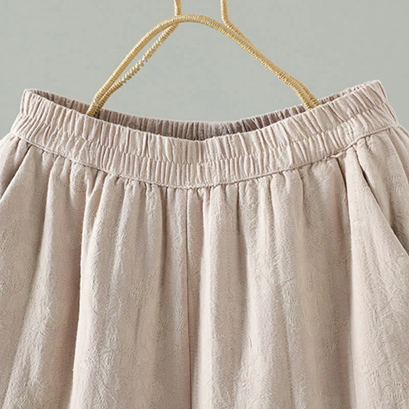 Pantaloni termici alla caviglia con tasche e gamba larga, imbottiti in cotone jacquard Buddha Stones da donna - Image 13