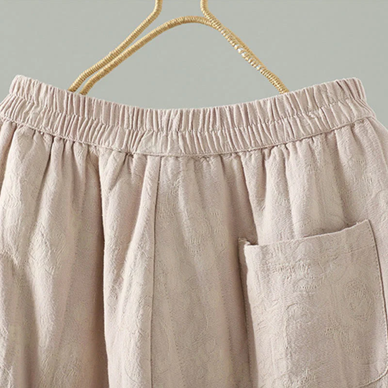 Pantaloni termici alla caviglia con tasche e gamba larga, imbottiti in cotone jacquard Buddha Stones da donna - Image 14
