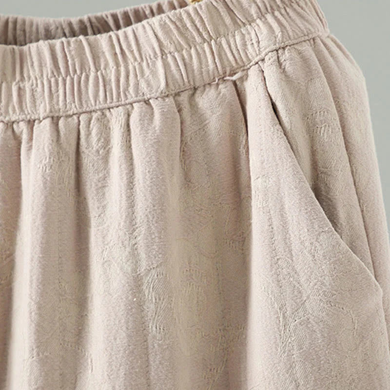 Pantaloni termici alla caviglia con tasche e gamba larga, imbottiti in cotone jacquard Buddha Stones da donna - Image 15