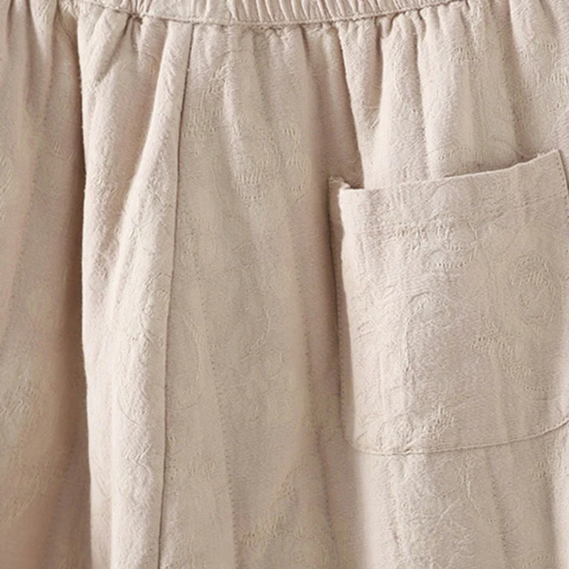 Pantaloni termici alla caviglia con tasche e gamba larga, imbottiti in cotone jacquard Buddha Stones da donna - Image 16