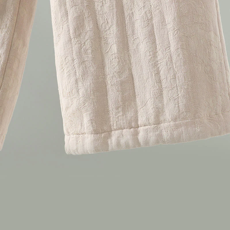 Pantaloni termici alla caviglia con tasche e gamba larga, imbottiti in cotone jacquard Buddha Stones da donna - Image 19