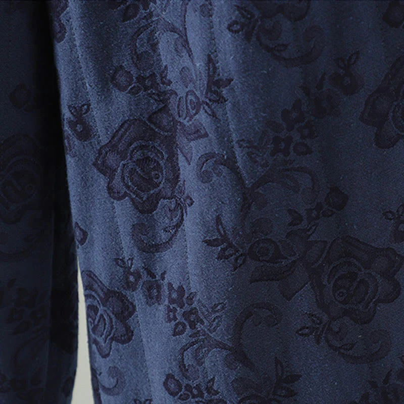 Pantaloni termici alla caviglia con tasche e gamba larga, imbottiti in cotone jacquard Buddha Stones da donna - Image 4