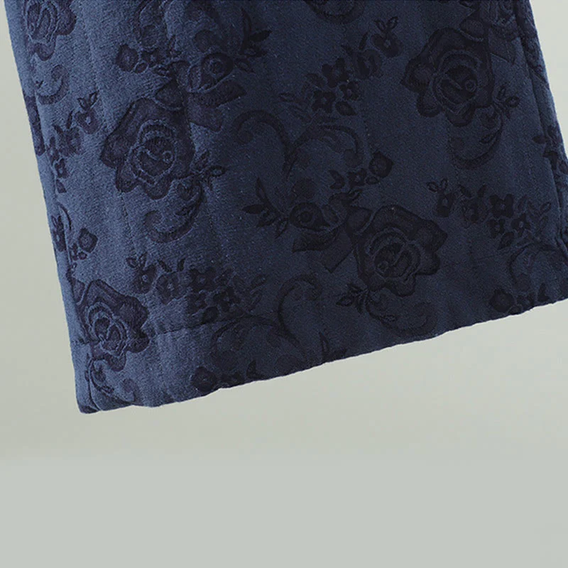 Pantaloni termici alla caviglia con tasche e gamba larga, imbottiti in cotone jacquard Buddha Stones da donna - Image 5
