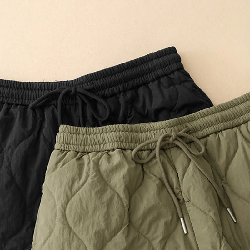 Pantaloni termici da donna in cotone con coulisse e elastico in vita, con tasche, Buddha Stones Winter Curved Lines - Image 20