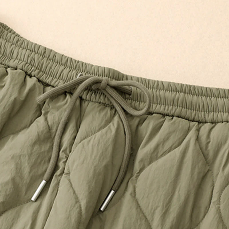 Pantaloni termici da donna in cotone con coulisse e elastico in vita, con tasche, Buddha Stones Winter Curved Lines - Image 4
