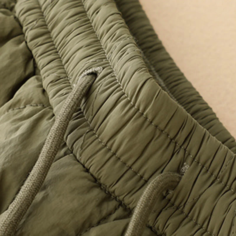 Pantaloni termici da donna in cotone con coulisse e elastico in vita, con tasche, Buddha Stones Winter Curved Lines - Image 5