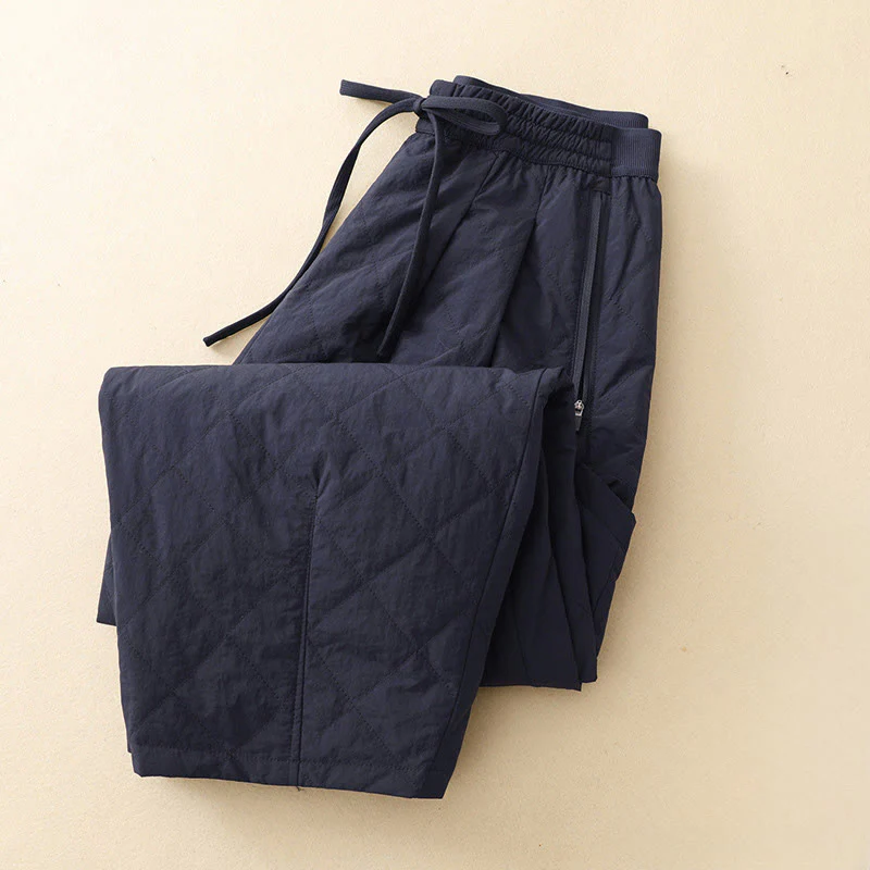 Pantaloni termici da donna in cotone con coulisse e vita elastica Buddha Stones Winter Lines e tasche con cerniera - Image 4