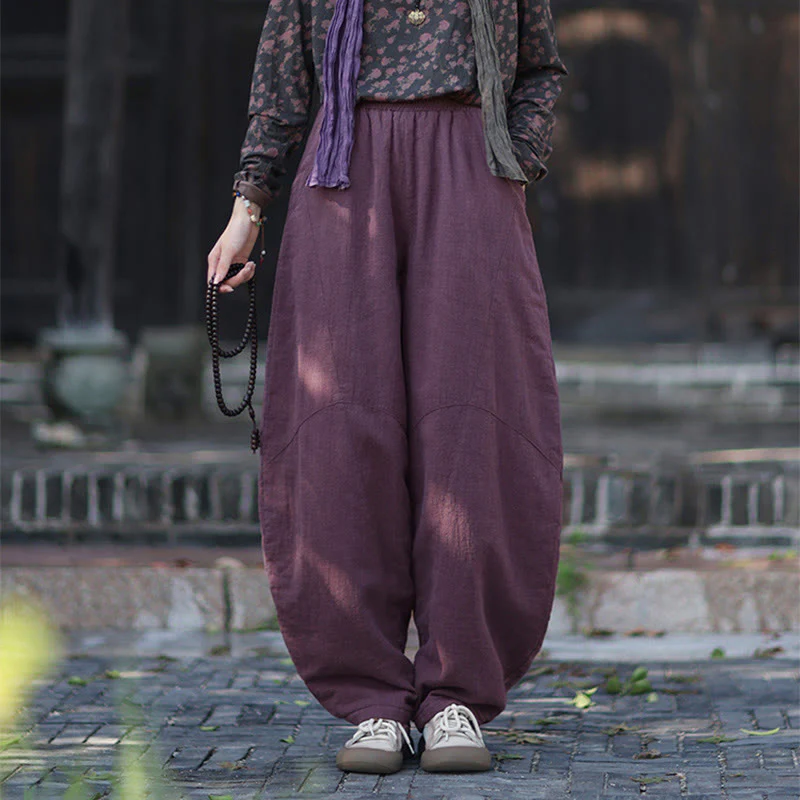 Pantaloni termici invernali da donna in cotone ramiè con elastico in vita Buddha Stones e tasche - Image 20