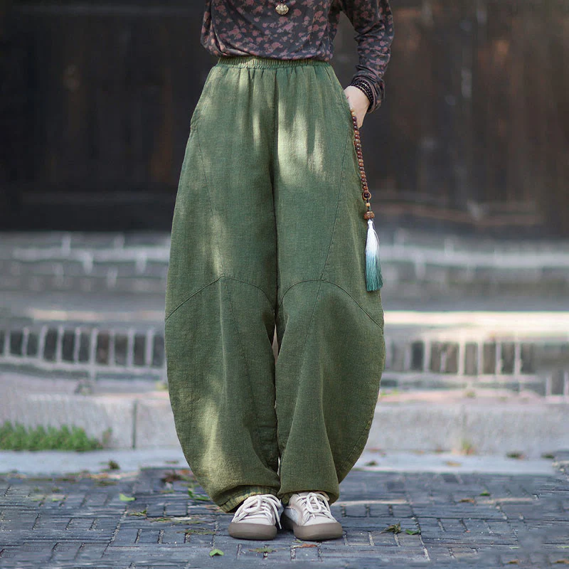 Pantaloni termici invernali da donna in cotone ramiè con elastico in vita Buddha Stones e tasche - Image 30
