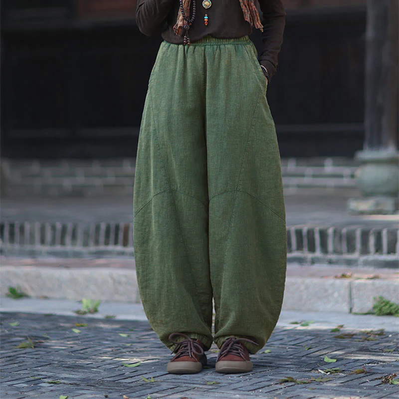 Pantaloni termici invernali da donna in cotone ramiè con elastico in vita Buddha Stones e tasche - Image 33
