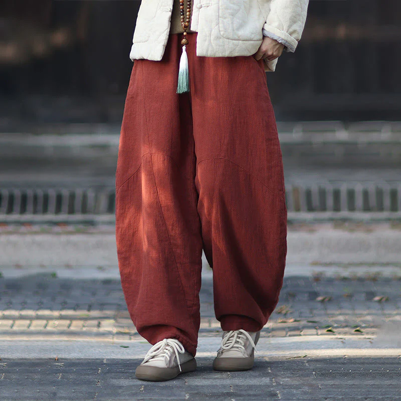 Pantaloni termici invernali da donna in cotone ramiè con elastico in vita Buddha Stones e tasche - Image 34