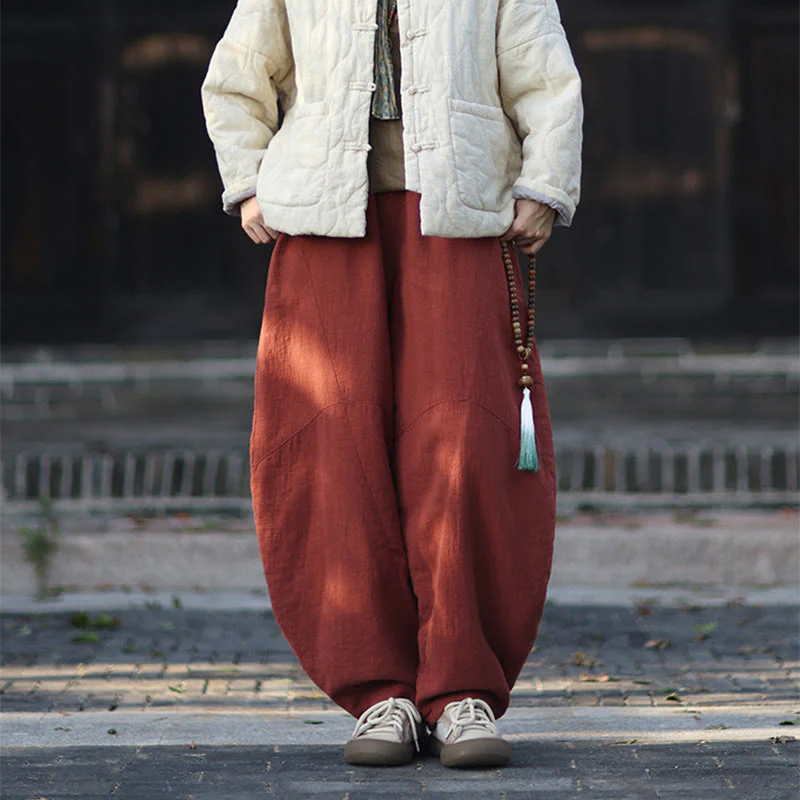 Pantaloni termici invernali da donna in cotone ramiè con elastico in vita Buddha Stones e tasche - Image 36
