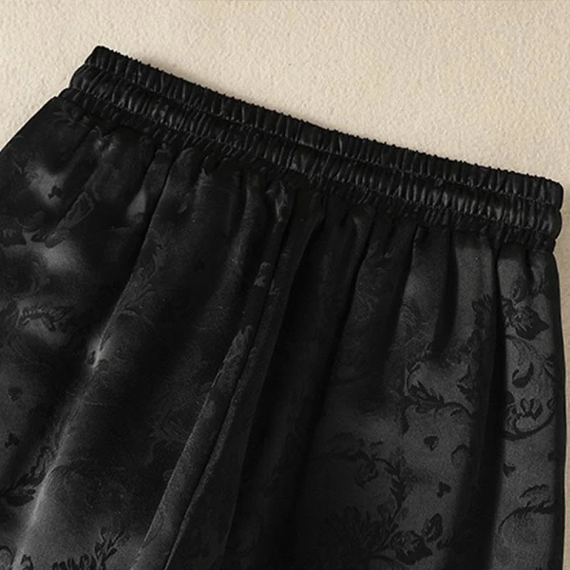 Pantaloni termici spessi a gamba larga da donna con tasche e design a vita alta in jacquard con Buddha Stones - Image 14