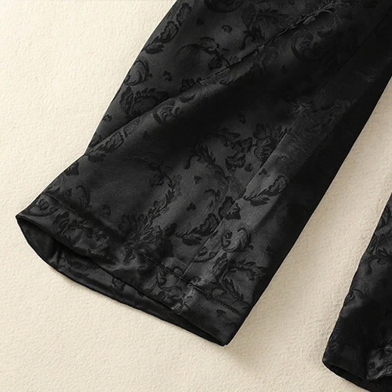 Pantaloni termici spessi a gamba larga da donna con tasche e design a vita alta in jacquard con Buddha Stones - Image 17