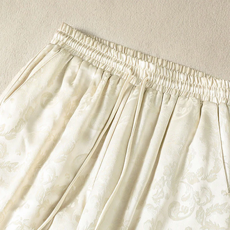 Pantaloni termici spessi a gamba larga da donna con tasche e design a vita alta in jacquard con Buddha Stones - Image 3