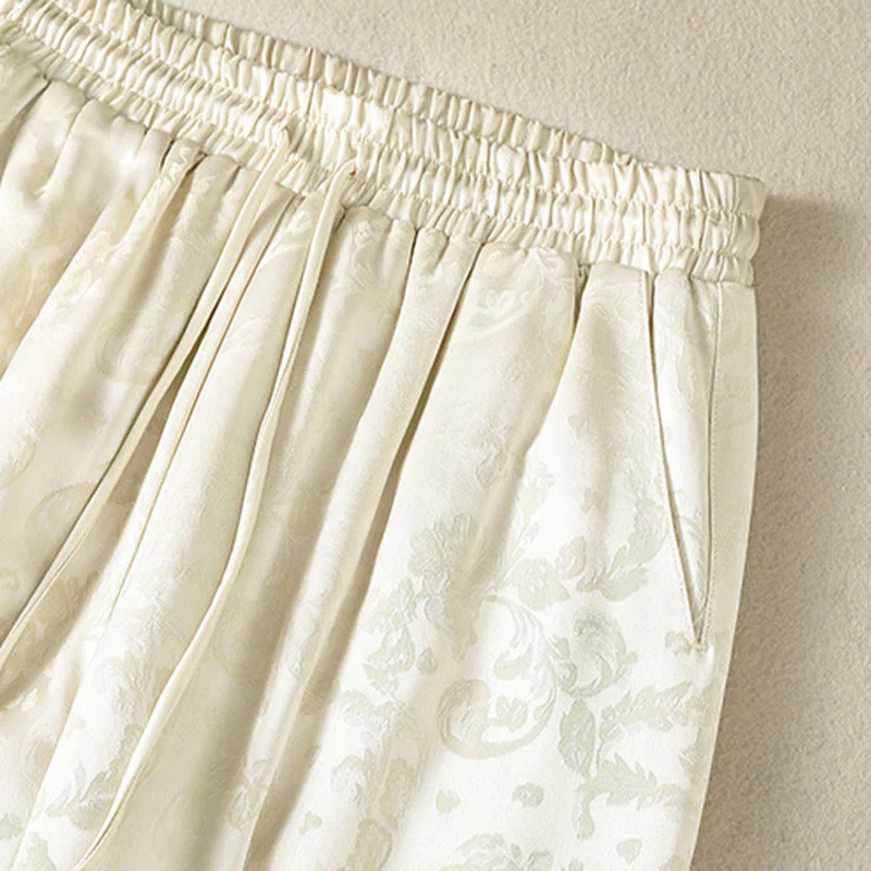 Pantaloni termici spessi a gamba larga da donna con tasche e design a vita alta in jacquard con Buddha Stones - Image 5