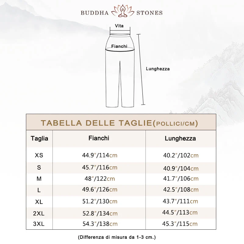 Pantaloni unisex in cotone e lino con elastico in vita, Buddha Stones , per la pratica del Tai Chi Qigong - Image 6