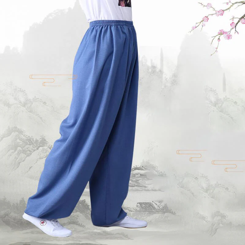 Pantaloni unisex in cotone e lino con elastico in vita, Buddha Stones , per la pratica del Tai Chi Qigong - Image 9