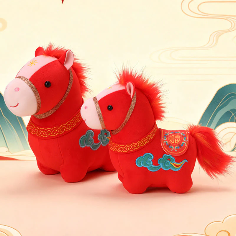 Peluche di Buddha Stones, modello nuvola propizia, decorazione per la casa, modello pony rosso. - Image 11