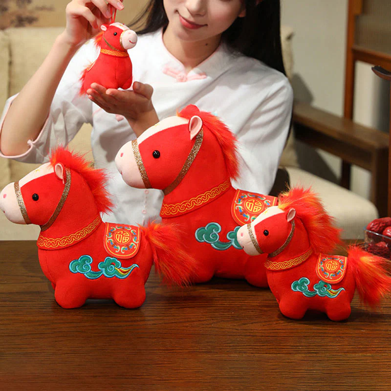 Peluche di Buddha Stones, modello nuvola propizia, decorazione per la casa, modello pony rosso. - Image 4