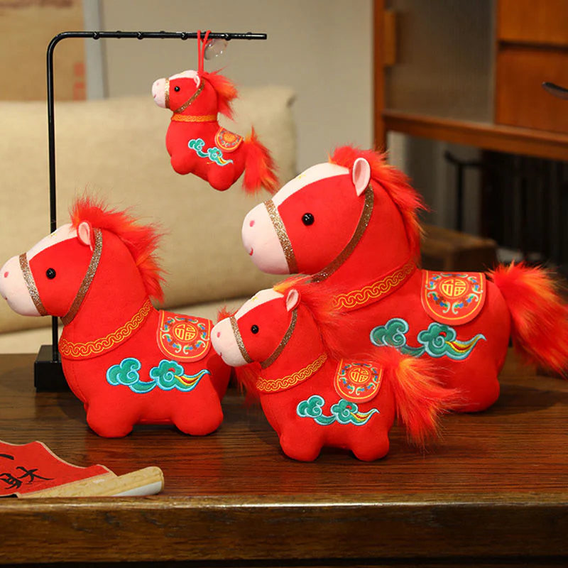Peluche di Buddha Stones, modello nuvola propizia, decorazione per la casa, modello pony rosso. - Image 7