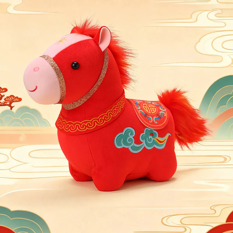 Peluche di Buddha Stones, modello nuvola propizia, decorazione per la casa, modello pony rosso. - Image 9