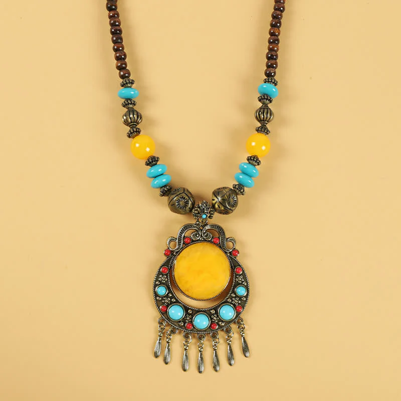 Perline retrò tibetane con nappa per capelli, accessori per capelli - Image 10