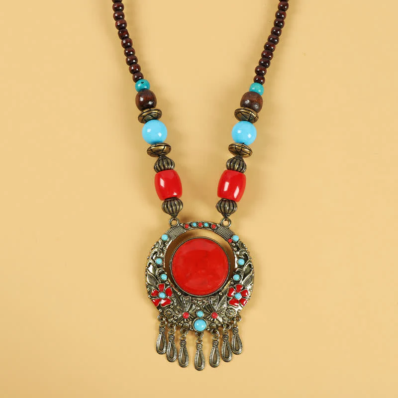 Perline retrò tibetane con nappa per capelli, accessori per capelli - Image 16