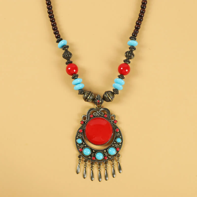 Perline retrò tibetane con nappa per capelli, accessori per capelli - Image 9