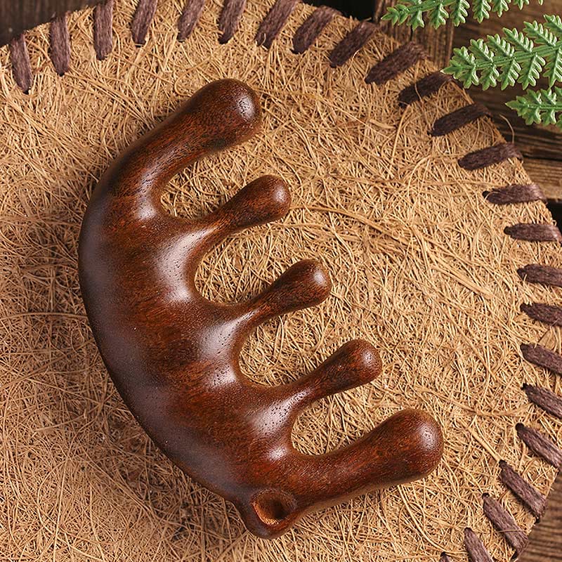 Pettine da massaggio semplice con nappa lenitiva in legno di sandalo verde - Image 11