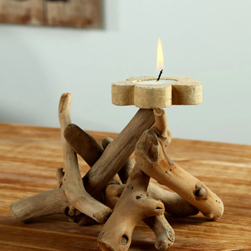 Portacandele in legno con motivo floreale, motivo Buddha Stones , decorazione per la casa - Image 3